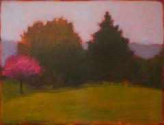 Spring Starts (Contemporary Landscape with Bright Magenta Trees and Horizon) 11