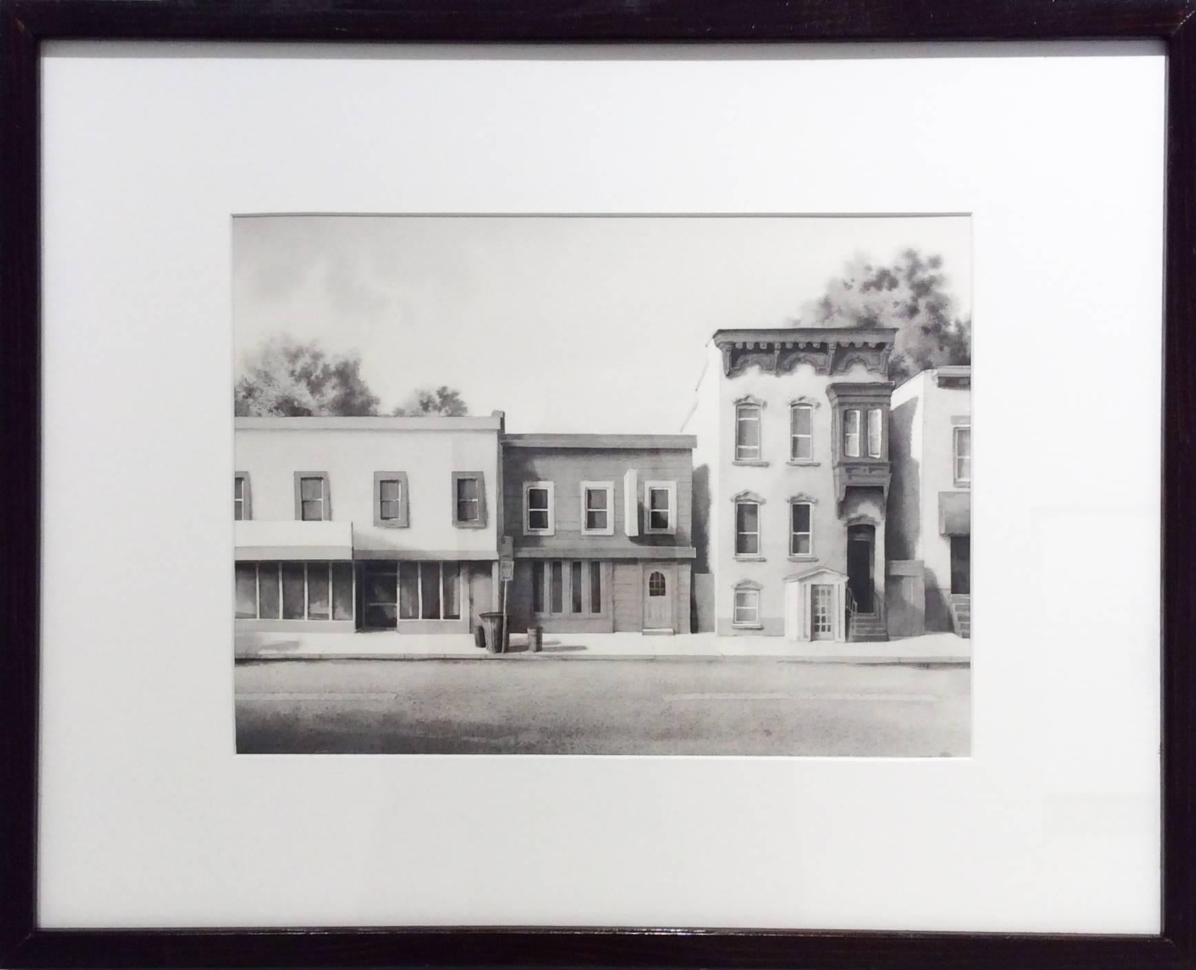 Madison Avenue, Albany (Modern Realist Cityscape in Black & White Watercolor) 4