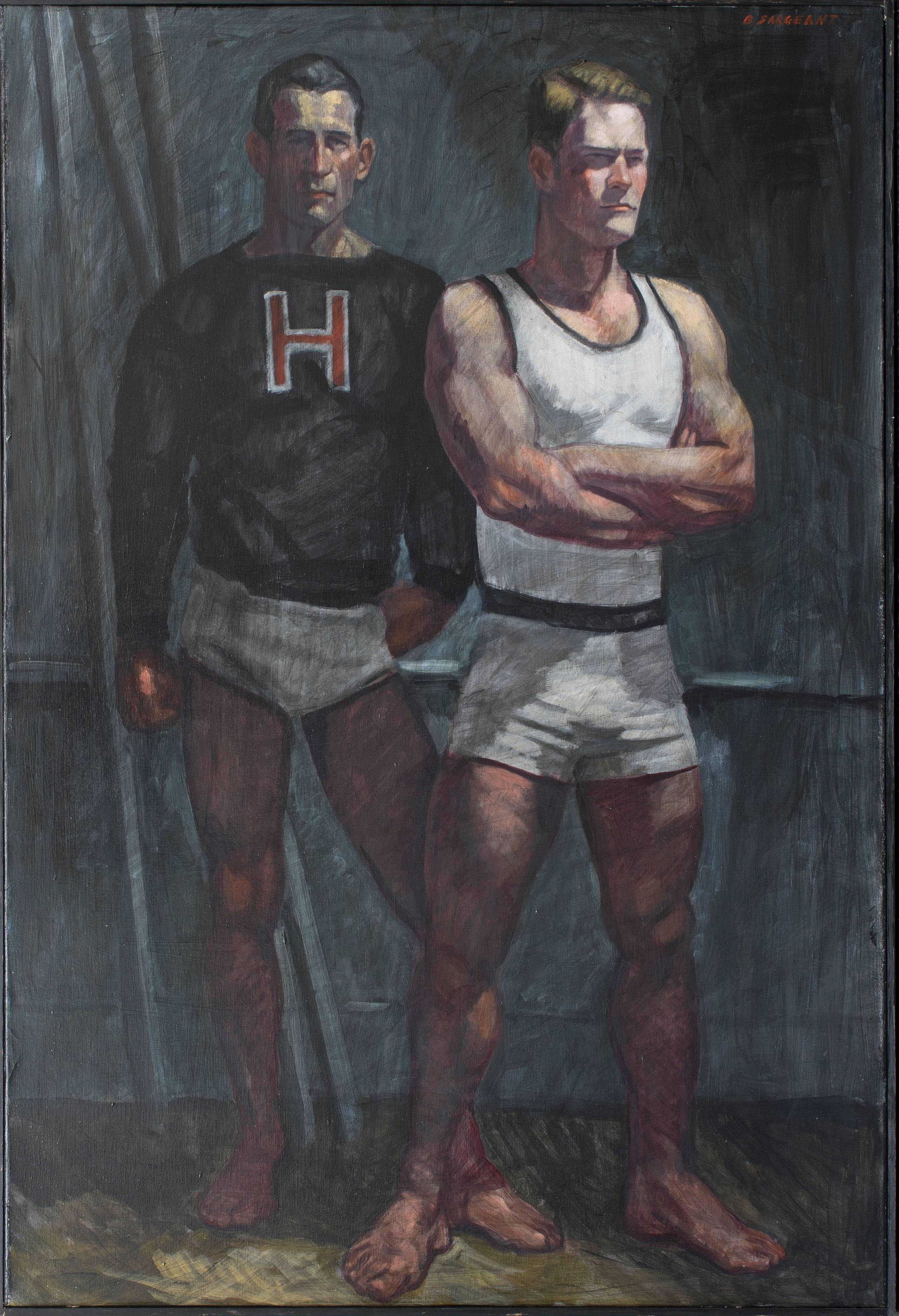 Mark Beard Figurative Painting - Harvard Athletes (Contemporary Oil Portrait of Two Male Athletes)