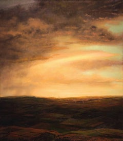 Streak (Modern Hudson River School Style Landscape Painting of Sunset)