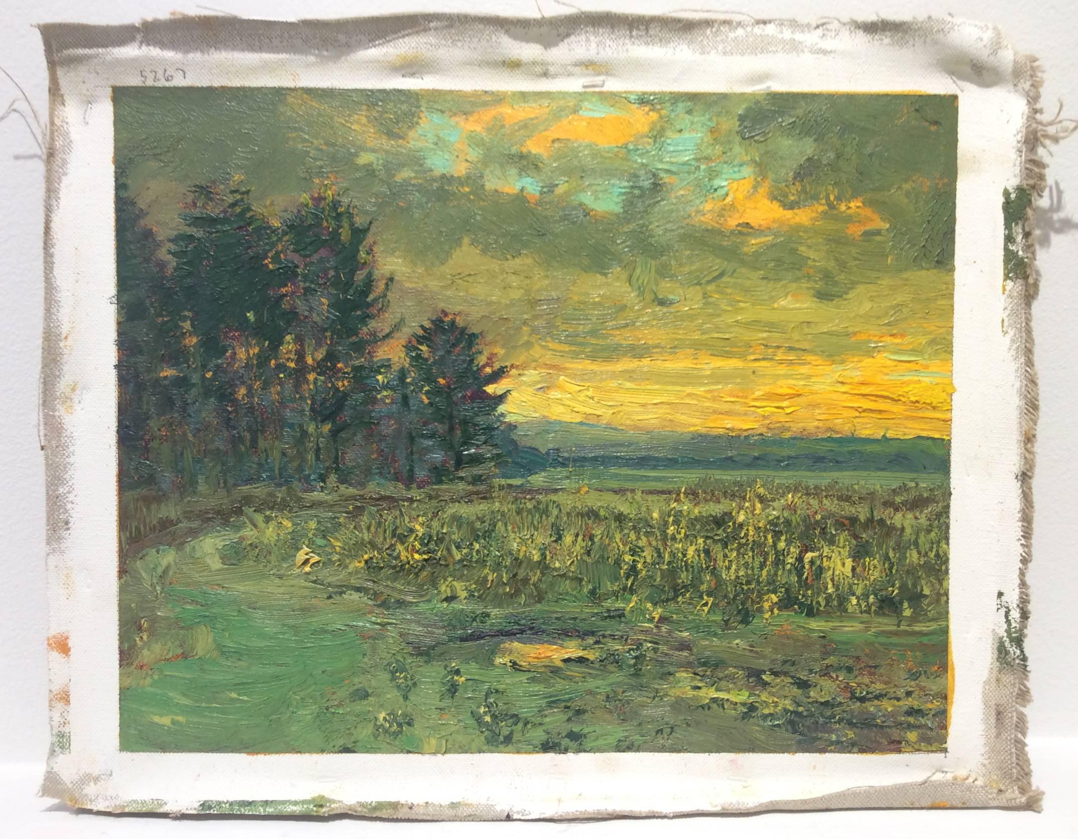 #5267 Picked Over Corn Field - Painting by Harry Orlyk