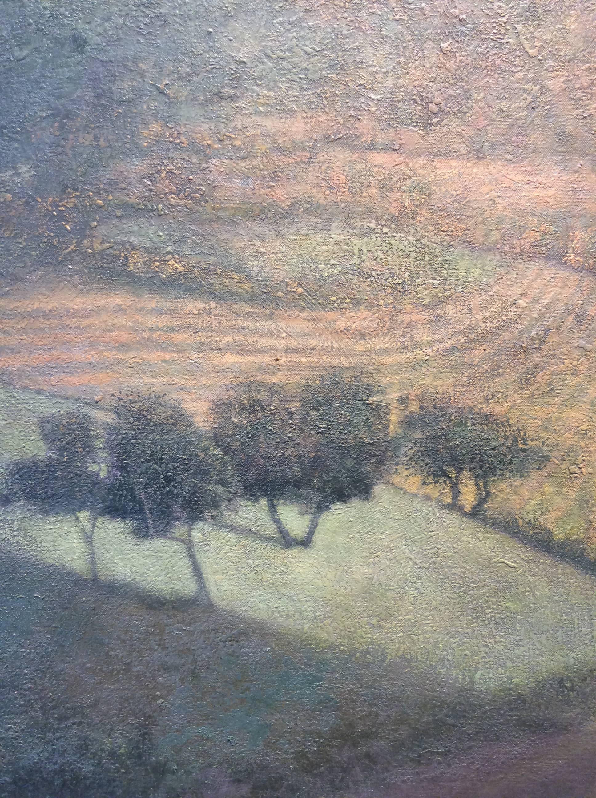 Öffnung Nr. 54 (Modernes Hudson River Valley Öl-Landschaftsgemälde auf Leinwand) (Grau), Landscape Painting, von Leigh Palmer