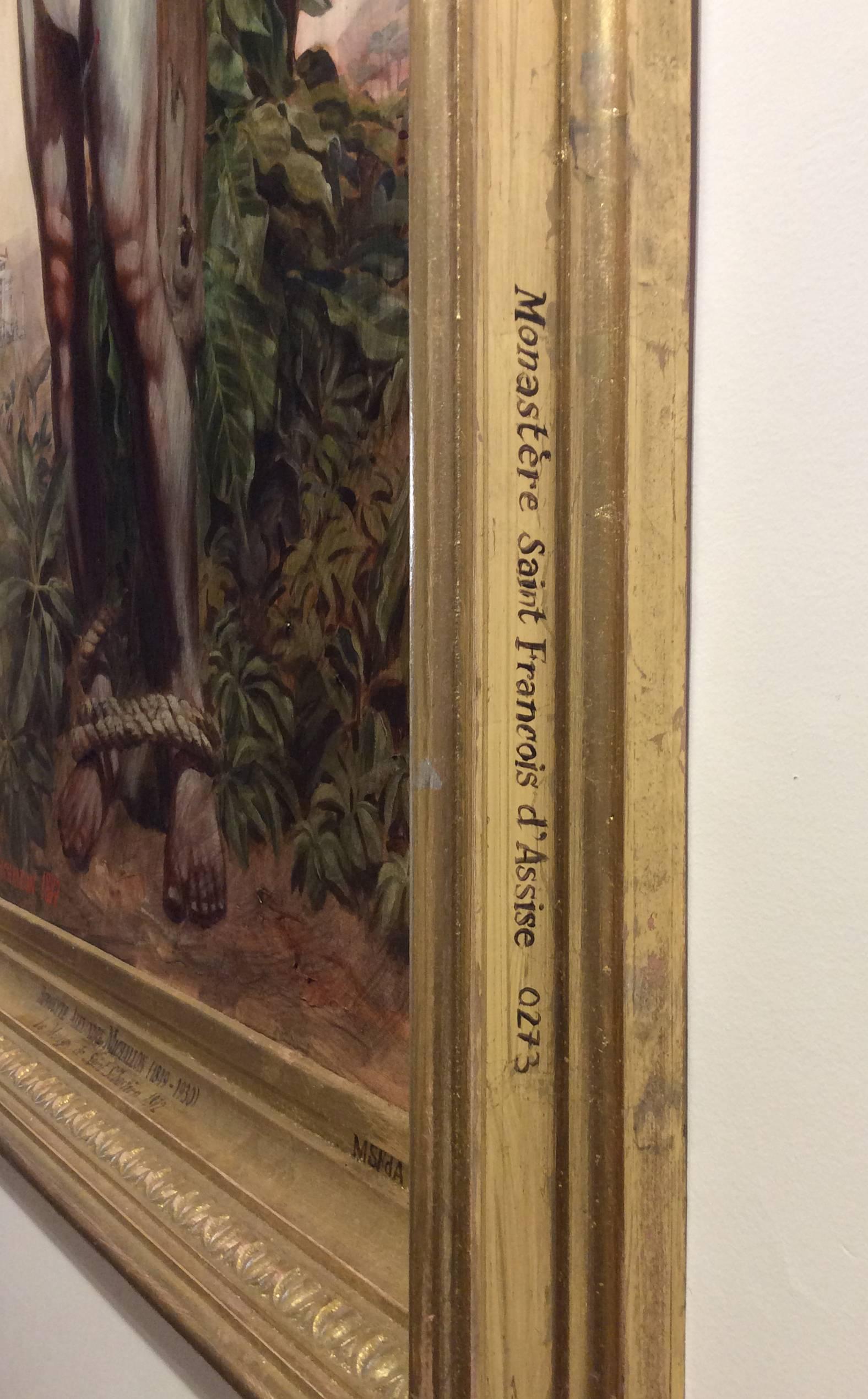 Le Martyr de Saint Sebastian (Academic Figurative Oil Painting in Gold Frame) For Sale 4
