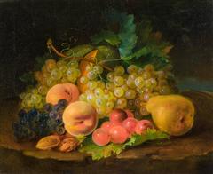 Still Life: Grapes, Peaches, Pear and Nuts