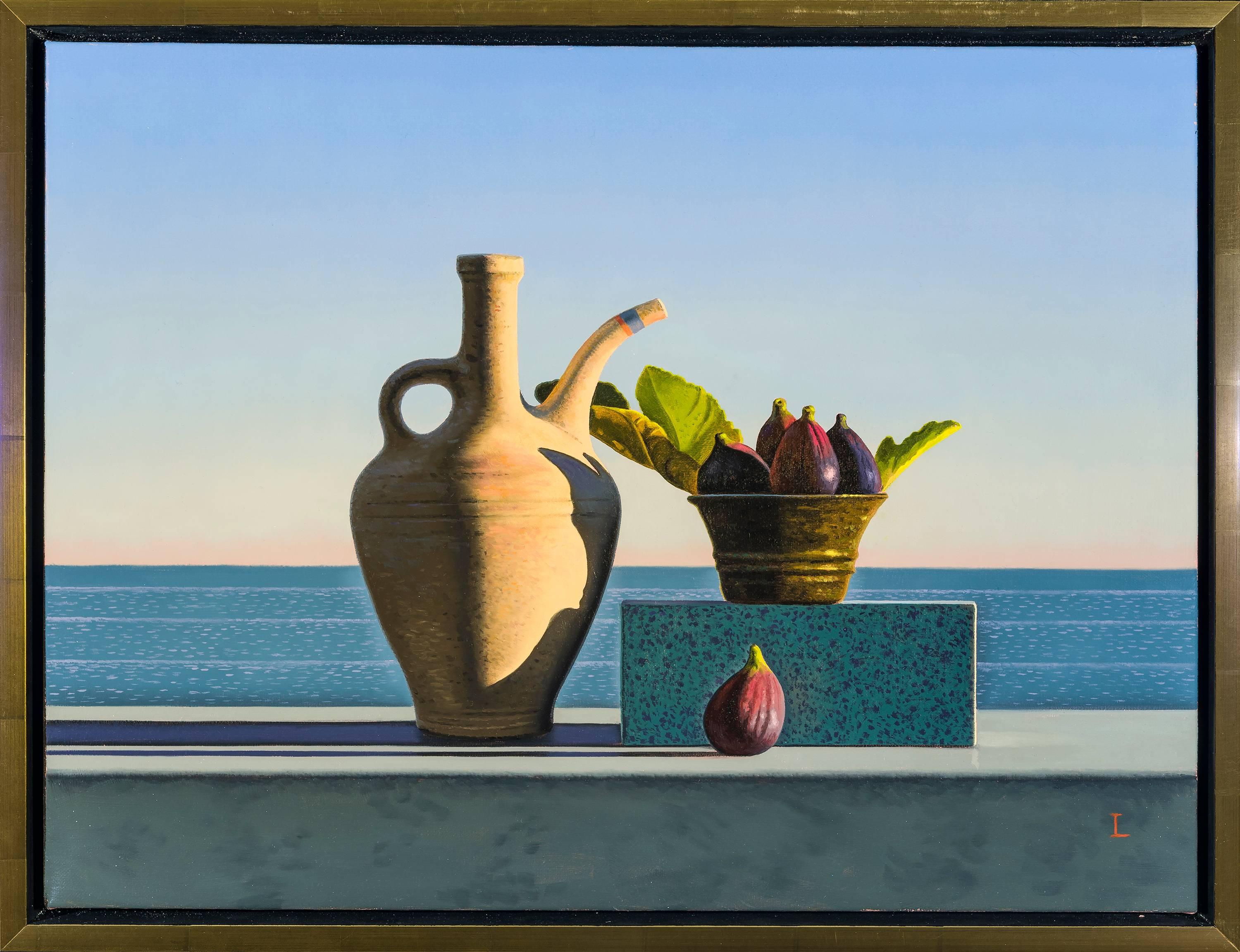 Still Life with Figs and Egyptian Pot - Painting by David Ligare