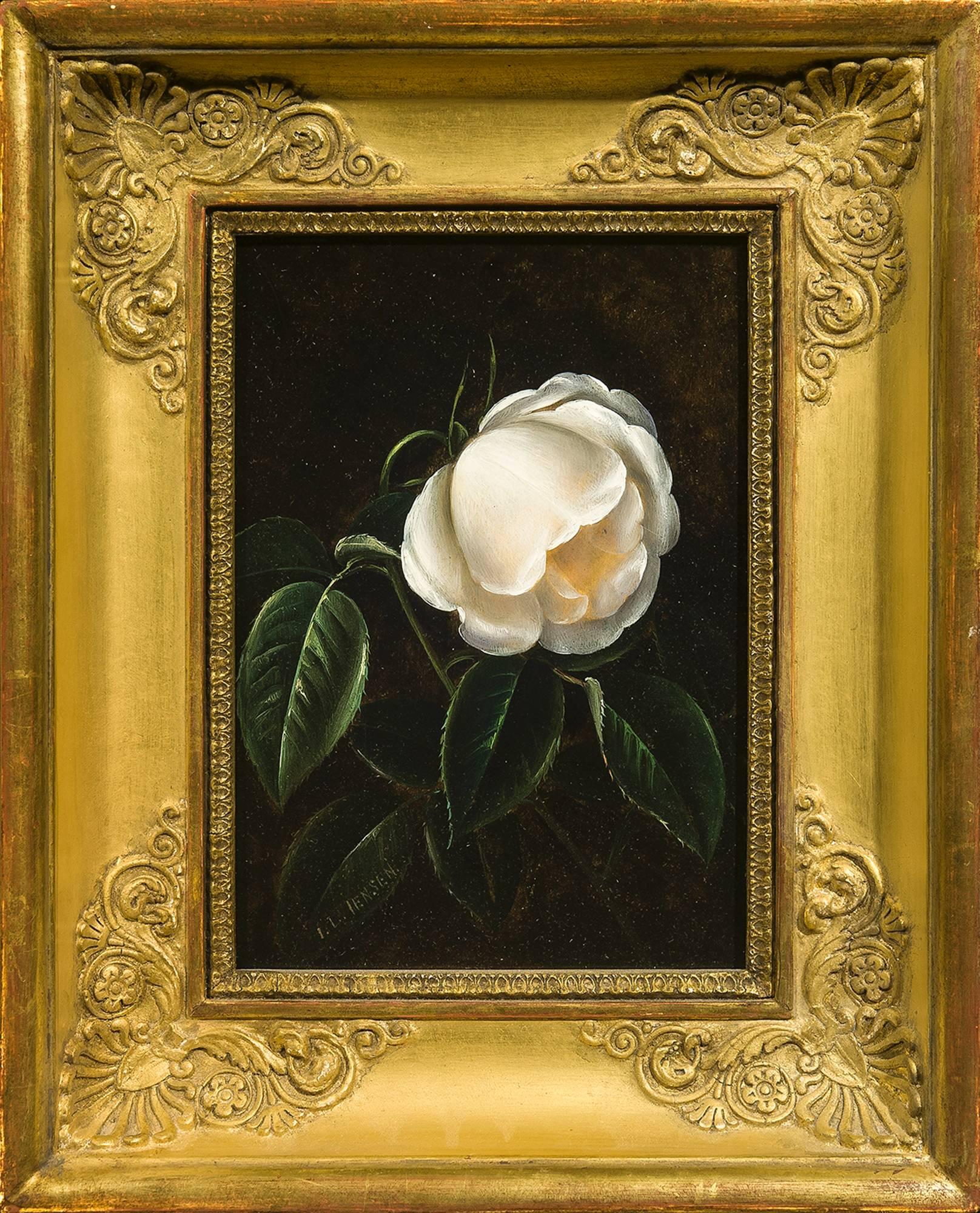 Un camélia blanc - Painting de Johan Laurentz Jensen