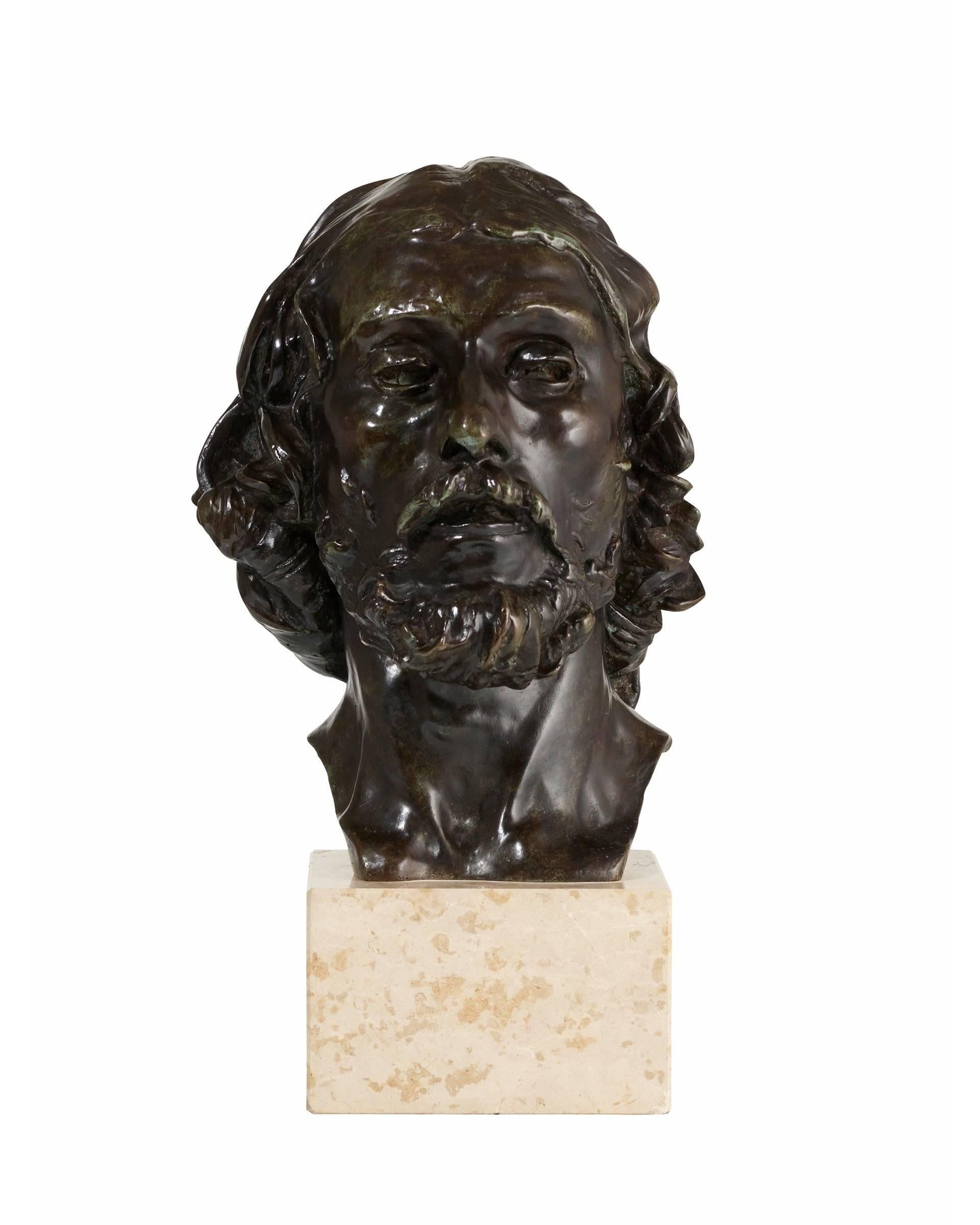 Auguste Rodin Figurative Sculpture - Head Of St. John The Baptist