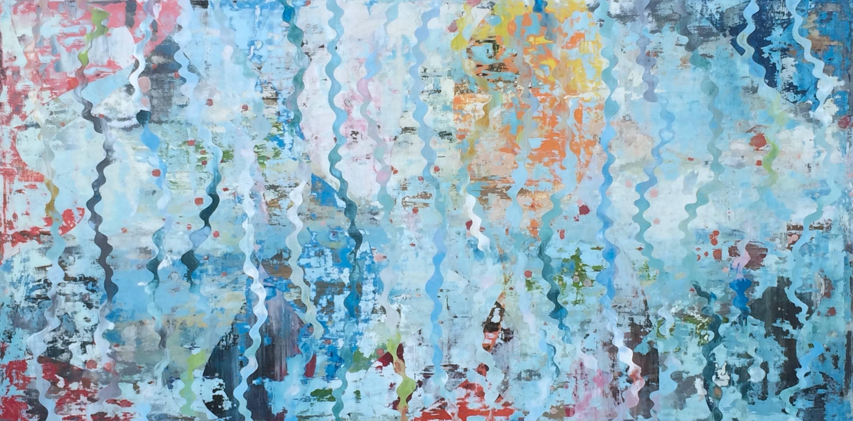Perry Burns Abstract Painting - Water Fossil, oil on canvas, 36" x 72"