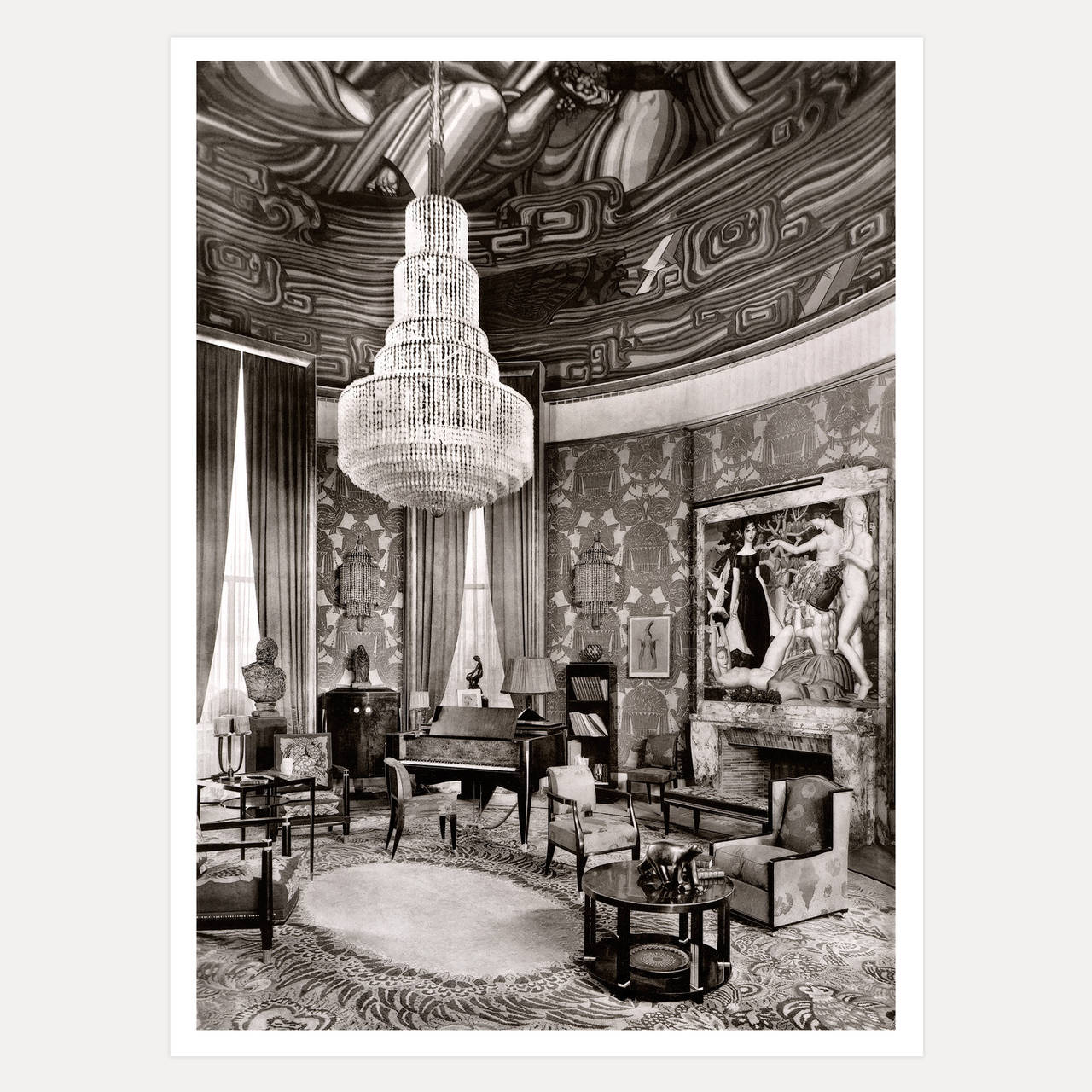 Émile-Jacques Ruhlmann Interior Print - Grand Salon, Paris c1925