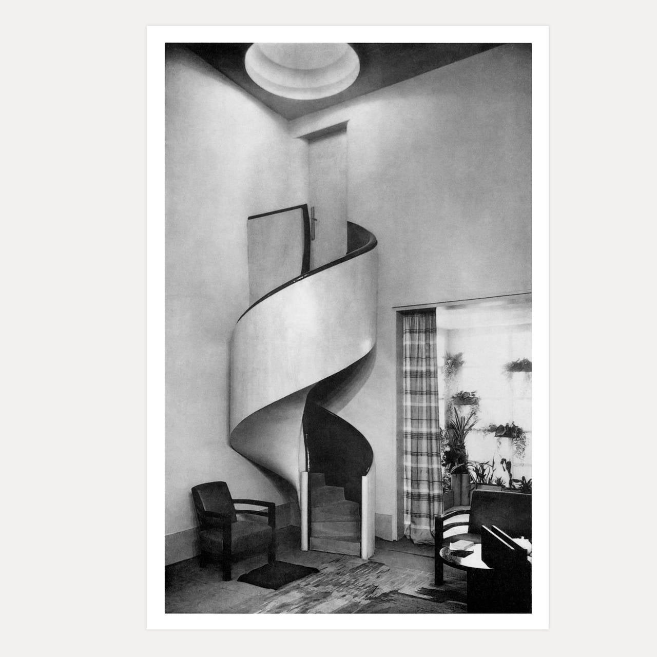 Marcel Guillemard Interior Print - Spiral Staircase, Paris c1930