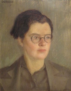 William Townsend - English Mid 20th Century Oil Painting Portrait Of A Lady