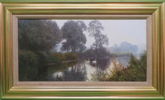 David Smith (1949-) English realist 20thC oil painting RIVER CHELMER ESSEX