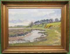 JULIAN BARROW (1939-2013) English Suffolk River Alde Landscape oil painting