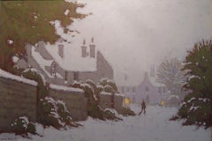 Martin Turner ROI – Original-Ölgemälde aus dem 20. Jahrhundert im Großformat „Cotswolds im Schnee“