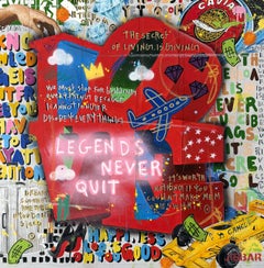Legend Love Acrylic Mixed Media Painting, Pop Art, 100x100cm