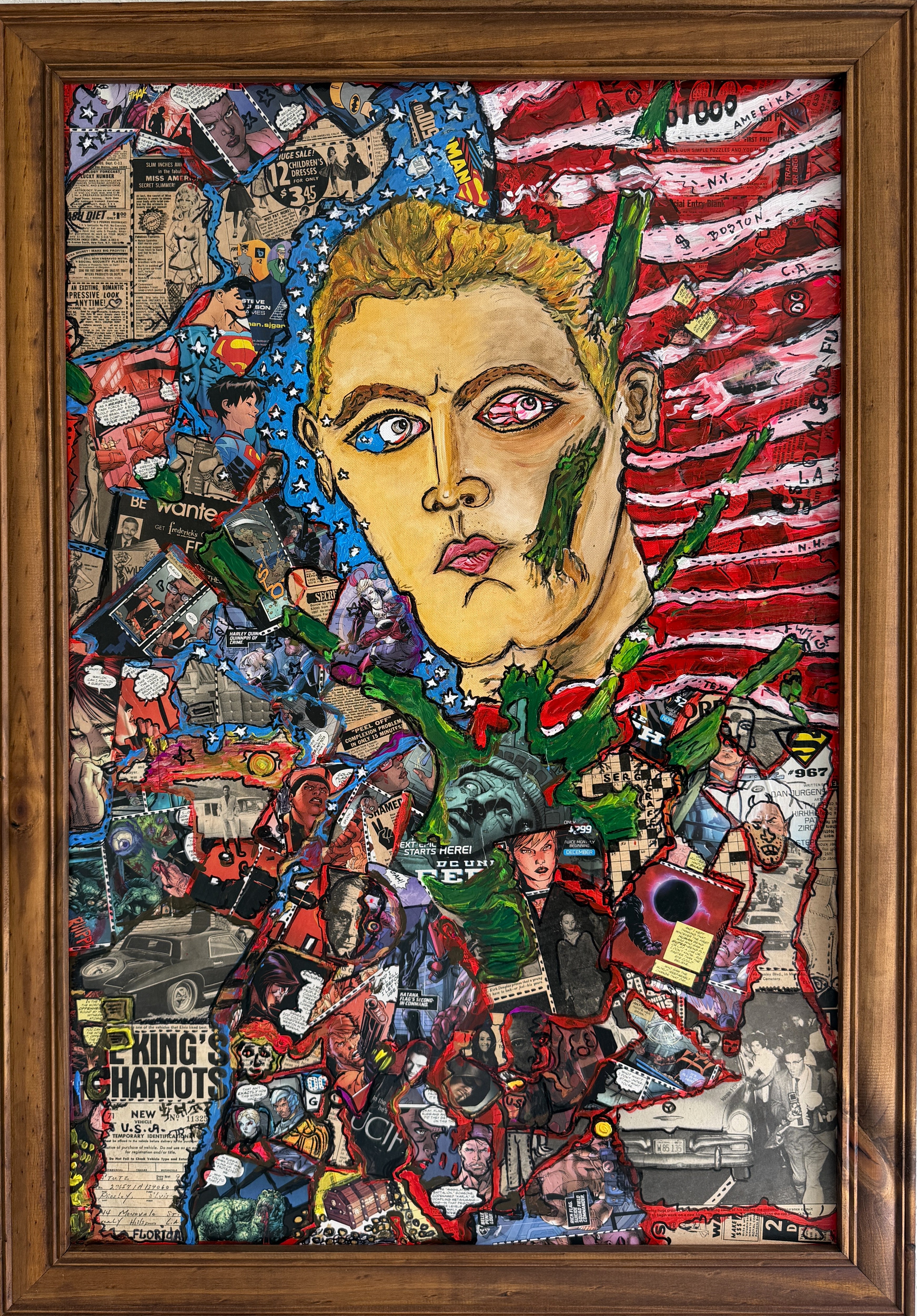 Grande dipinto originale contemporaneo a tecnica mista di Serg Graff, “American Legend”