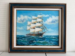 K. Dossi Original Sailing Ship Oil Painting, Nautical Seascape, Maritime Art