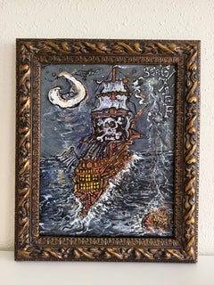 Serg Graff «El barco pirata embrujado». Pintura original en acrílico. Arte marítimo de fantasía