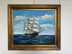 K.Dossi Original Sailing Ship Oil Painting, Nautical Seascape, Maritime Art