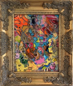 Original Abstract Painting Serg Graff "Piggy's Wild Party" Surreal Fantasy, COA