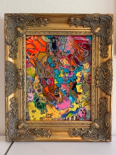 Original Abstract Painting Serg Graff "Piggy's Wild Party" Surreal Fantasy, COA