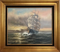 Preston Willis Signed Original Oil Painting Tall Ship Seascape Framed Maritime
