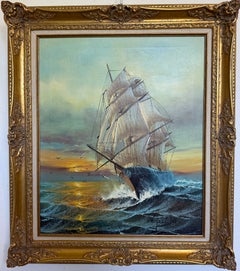 Preston Willis Signed Original Oil Painting Tall Ship Seascape Framed Maritime
