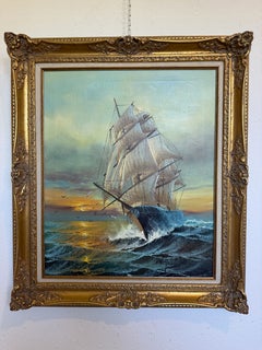Preston Willis Signed Original Oil Painting Tall Ship Seascape Framed Maritime
