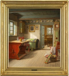 C. Sørensen, Interior, Mid-20th-Century Oil Painting