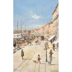 Corso Vittorio Emanuele, Messina, Sicily, Italian Oil Painting