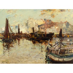 Close Of A Peaceful Day, Antwerp, Scottish Early 20th-Century Oil Painting