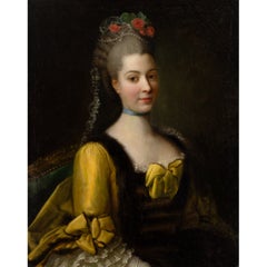 Late 18th-Century French School, Portrait Of An Elegant Woman In A Yellow Dress