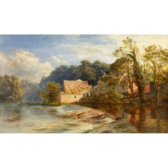 Killinghall Mill, Yorkshire, Antique Oil Landscape Painting