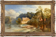 Killinghall Mill, Yorkshire, Antique Oil Landscape Painting