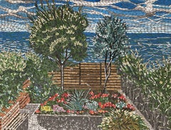 « Anna's Garden » : grande mosaïque sur panneau MDF, signée, 2024