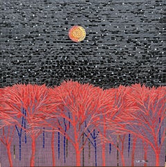 « Éclipse lunaire (Ciel noir) », 2023. Mosaïque sur panneau MDF, 39 3/8 x 39 3/8 pouces