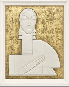 "scultura in gesso a rilievo, gesso, lacca e foglia d'oro"