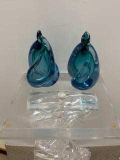 “Sommerso Glass Flame Bookends”