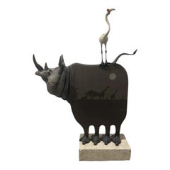“Whimsical Large Resin Rhino”