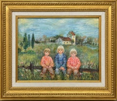 “Three Children Fence Landscape“