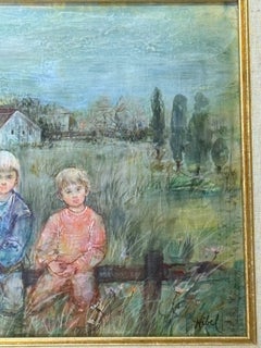 “Three Children Fence Landscape“