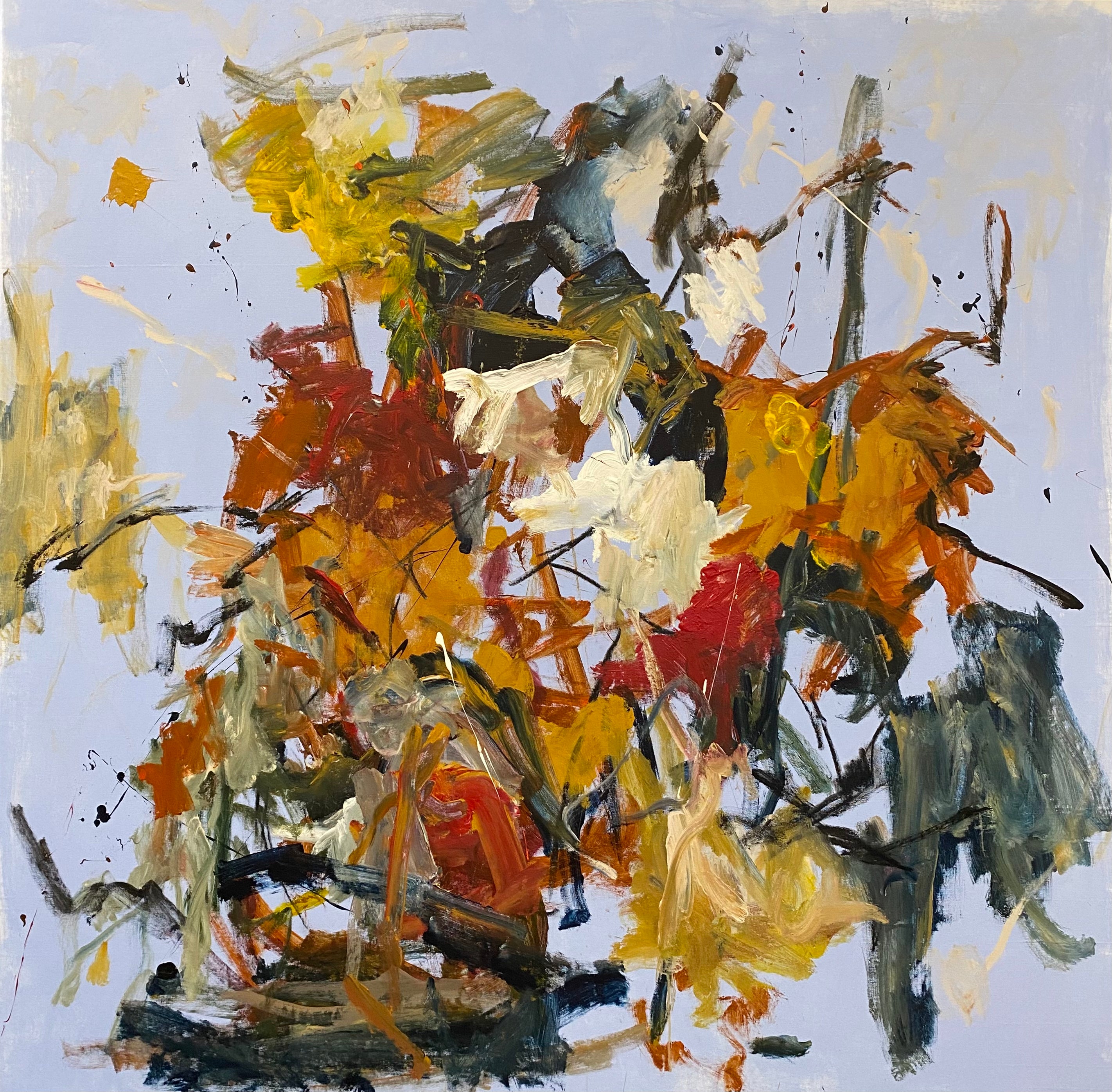 Lloyd Tabing Abstract Painting - Hearing Birds Fly, Acrylic painting, expressionism, contemporary, 150cm x 150cm