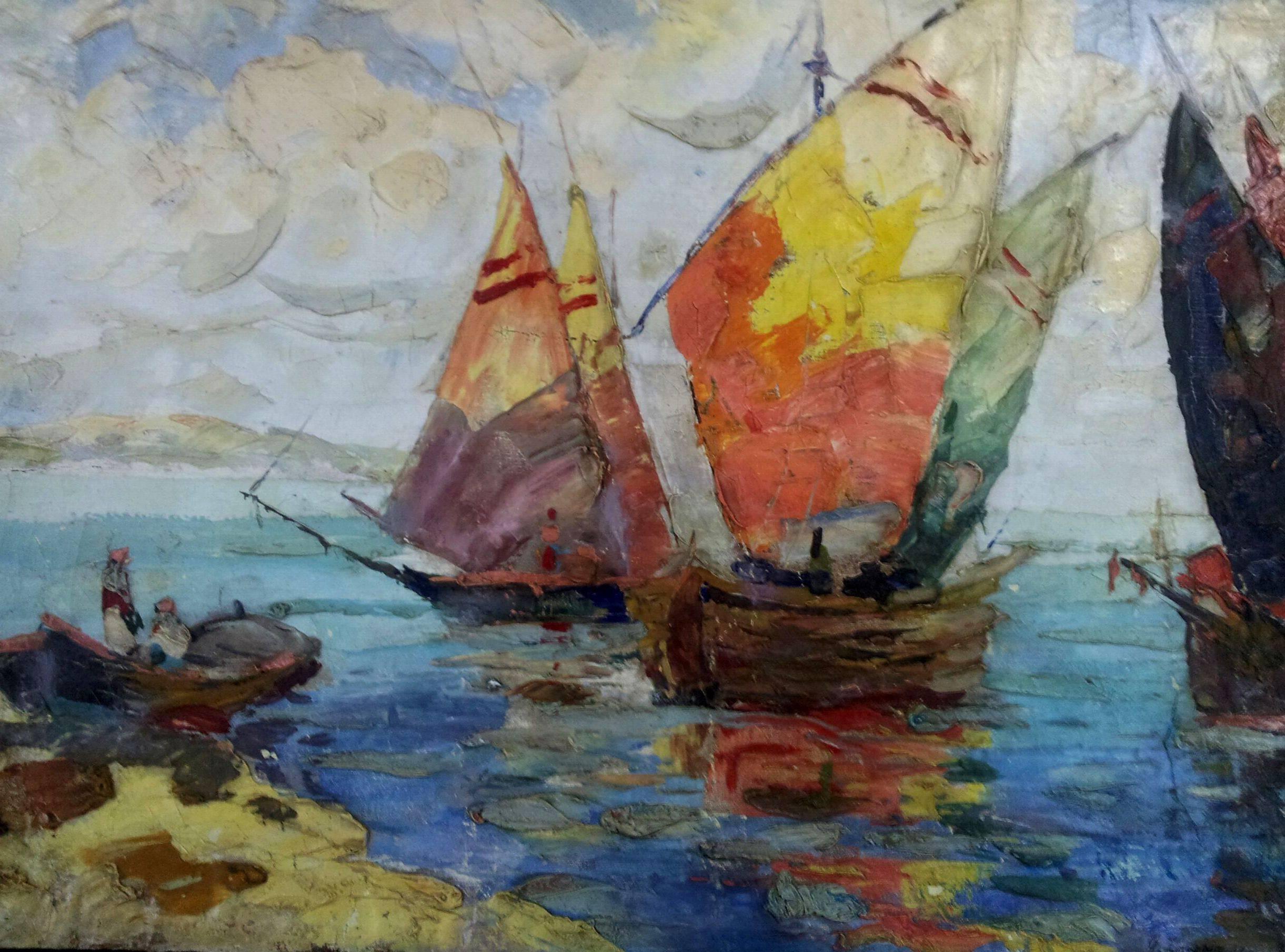 Georges Lapchine Landscape Painting - Sailing Boats