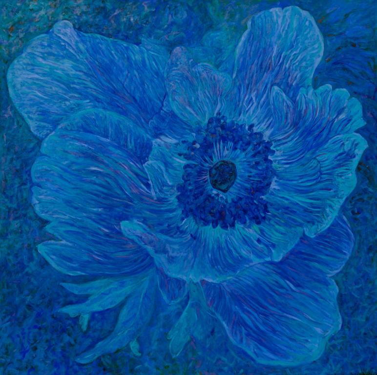 Laurence Mergi Still-Life Painting - Purple Anemone