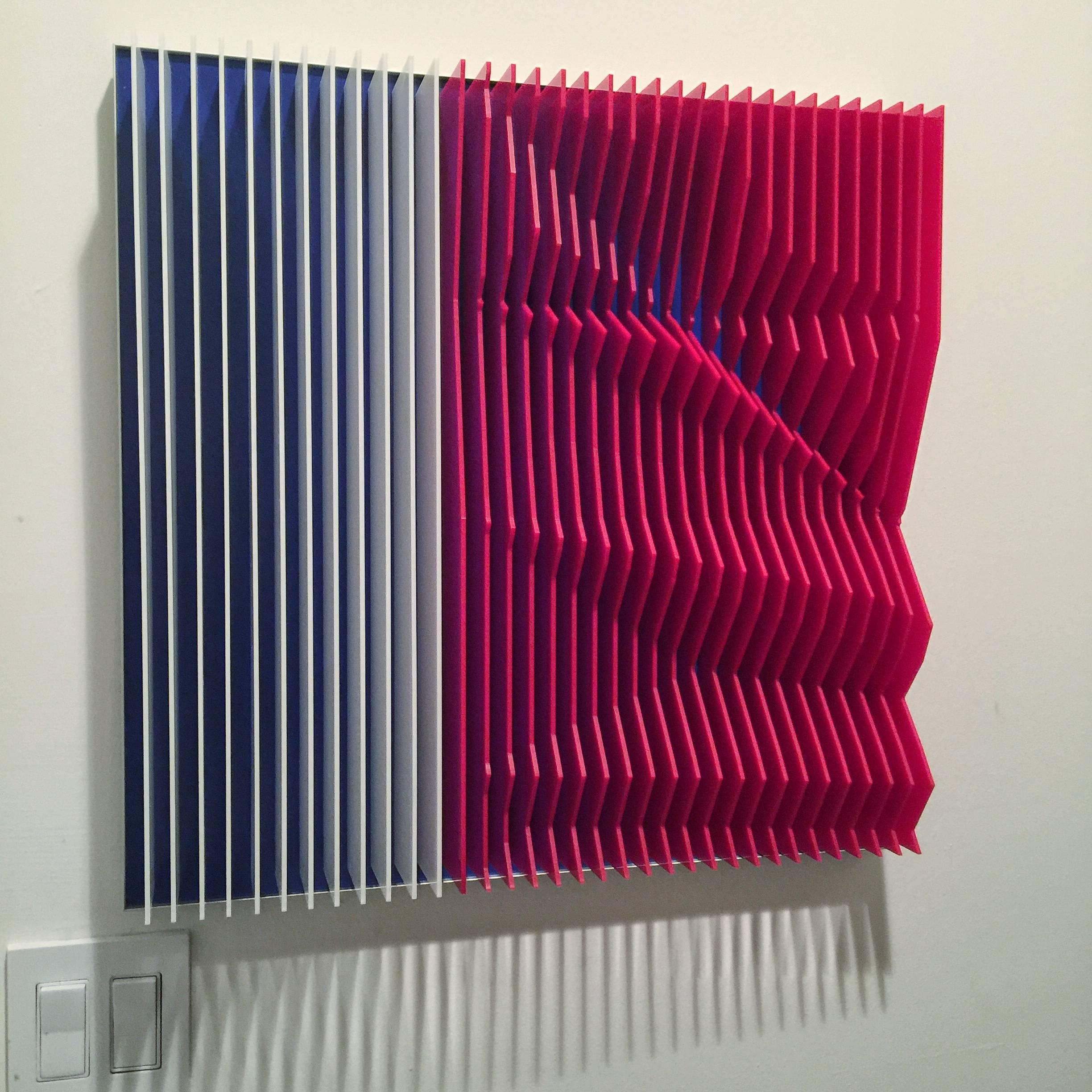 Purple within - kinetic wall sculpture by J. Margulis - Mixed Media Art by Jose Margulis