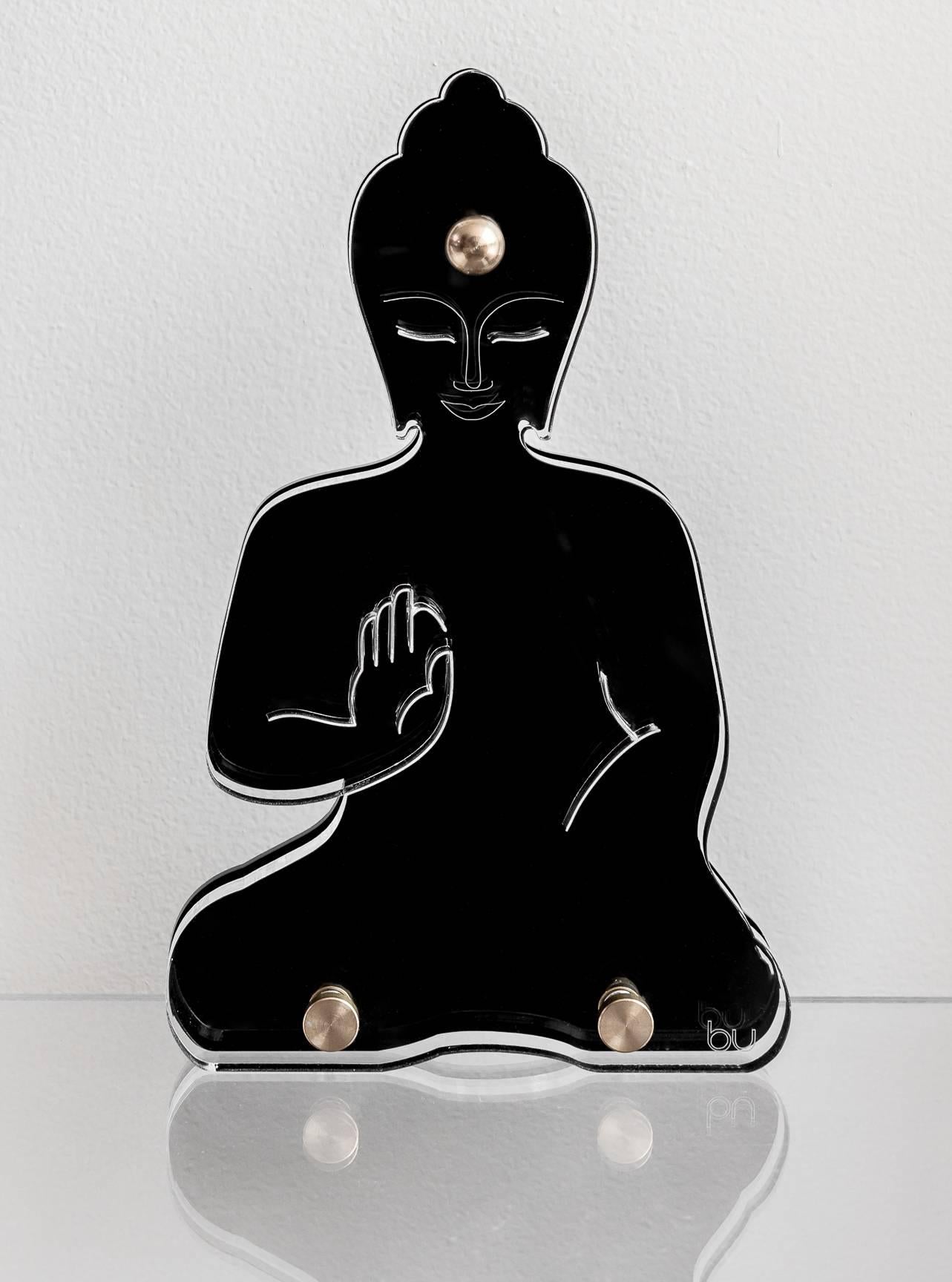 Unknown Figurative Sculpture - Contemporary Lucite Buddha statue, Black