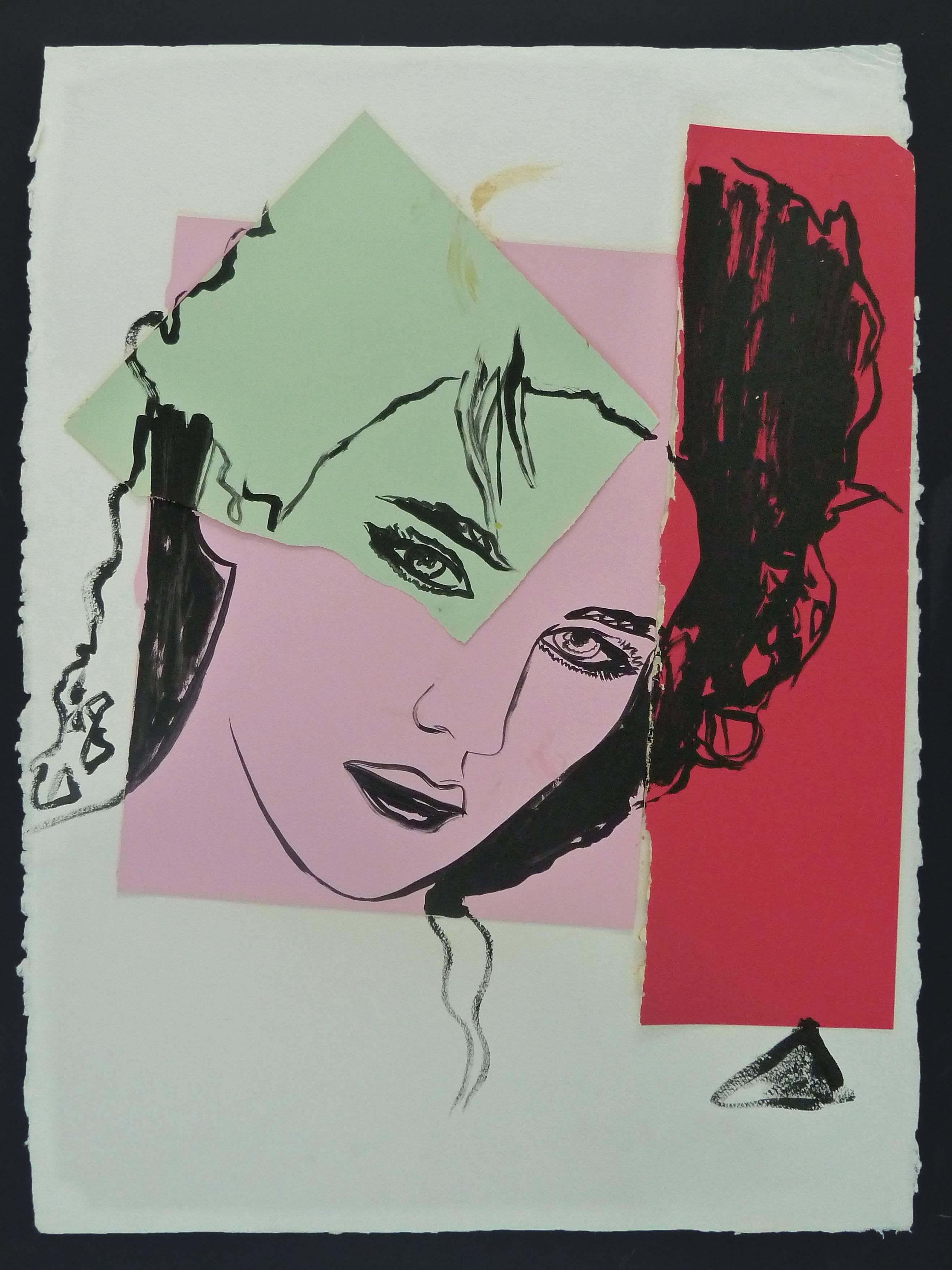 Isabelle Adjani - unique piece by Warhol - Mixed Media Art by Andy Warhol