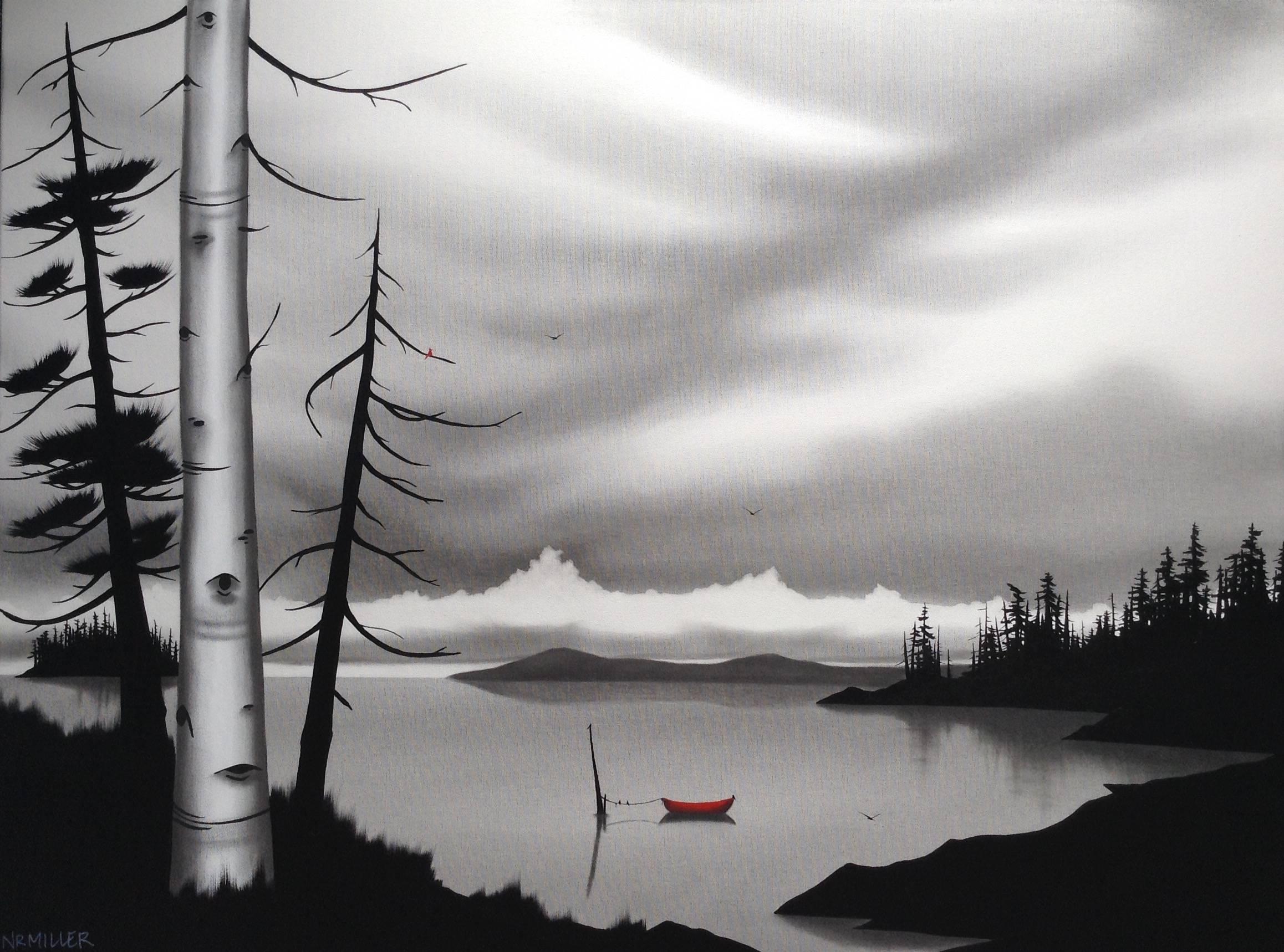 Natasha Miller Landscape Painting - 50 shades of a grey day