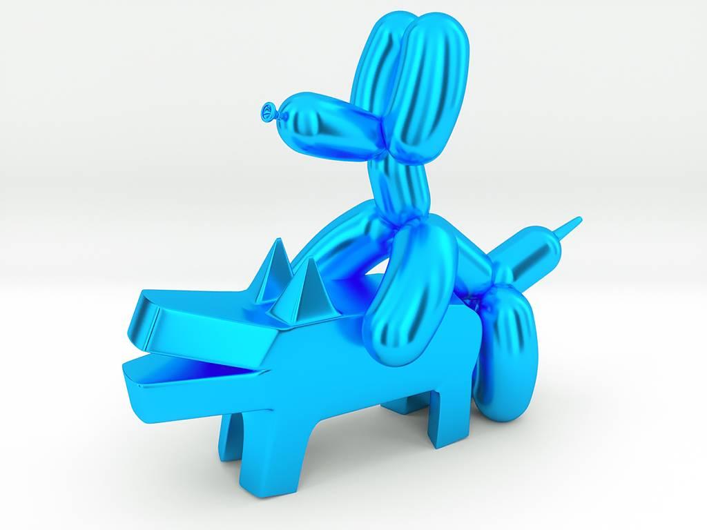 Michael Benisty Figurative Sculpture - WHEN BALLOON DOG MEETS KEITH HARING DOG... LOVE HAPPENS
