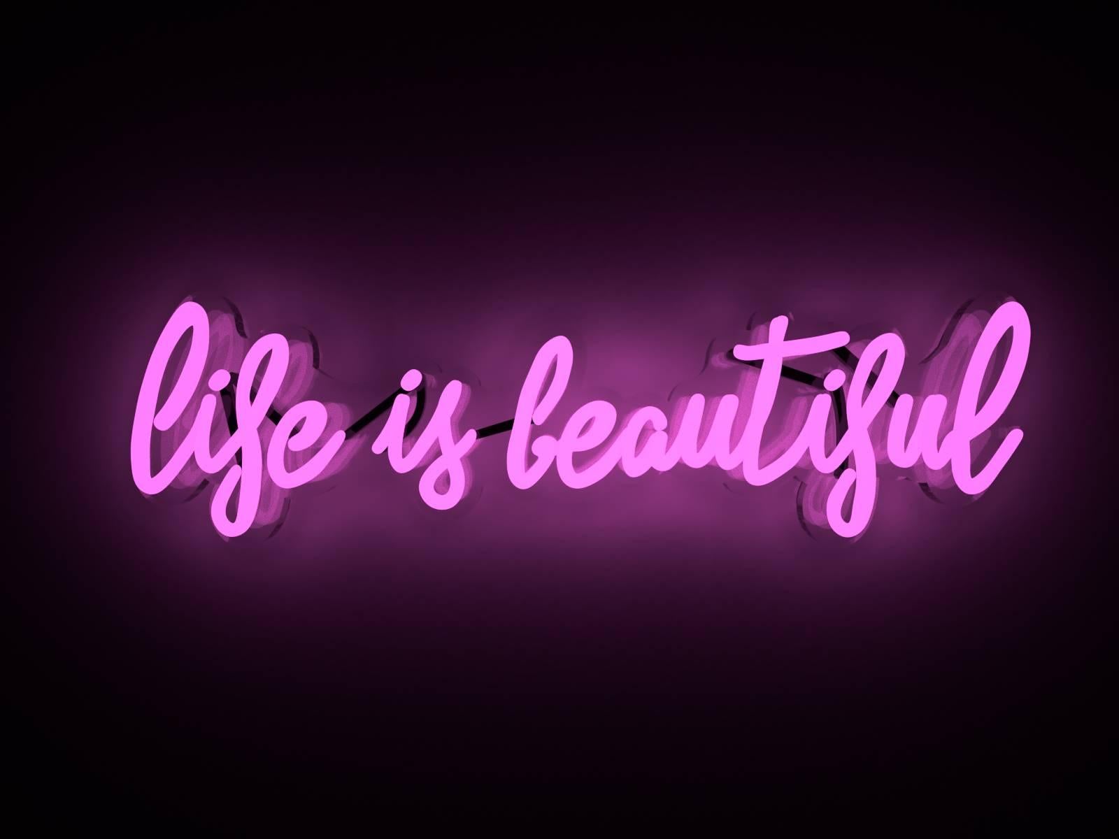 Life is beautiful - neon art work - Art by Mary Jo McGonagle